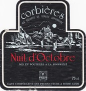 Etiquette Vin Wine Label - Corbiéres - Nuit D´Octobre - Vin De Pays D'Oc