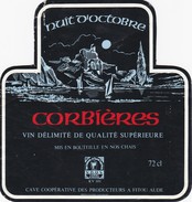 Etiquette Vin Wine Label - Corbiéres - Nuit D´Octobre - Vin De Pays D'Oc