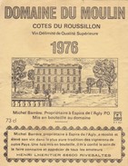 Etiquette Vin Wine Label - Domaine Du Moulin - 1976 - Languedoc-Roussillon