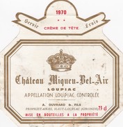Etiquette Vin Wine Label - Chateau  Miqueu - Bel - Air - 1970 - Vin De Pays D'Oc