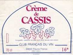 Etiquette Vin Wine Label - Crème De Cassis - Vin De Pays D'Oc