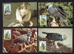 1990 GUYANA Harpy Eagle  -    Set Of 4 On WWF Maximum Cards - Guyana (1966-...)