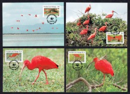 1990  TRINIDAD & TOBAGO  Scarlet Ibis -    Set Of 4 On WWF Maximum Cards - Trinidad Y Tobago (1962-...)