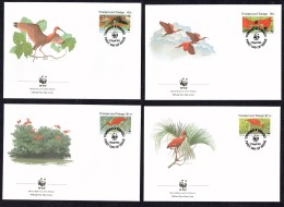 1990  TRINIDAD & TOBAGO  Scarlet Ibis -    Set Of 4 On WWF FDCs - Trinidad Y Tobago (1962-...)