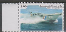 O) 2017 CUBA-CARIBE, OVERLOOKING LOOKING AT THE SEA, MISSION TROOPS, PATROL BOAT, MNH - Nuevos