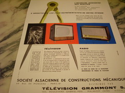 ANCIENNE PUBLICITE TELEVISION GRAMMONT S A  1957 - Televisión