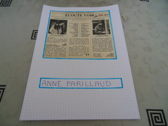 AUTOGRAPHE D'ANNE PARILLAUD, DÉDICACÉ & AUTHENTIQUE SUR COUPURE DE PRESSE COLLÉE SUR GRAND CARTON. BRISTOL (V. Desc.) - Acteurs & Comédiens