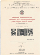 EXPOSITION DES 70 TIMBRES ET DOCUMENTS PLUS RARES MONACO 1996 - Other & Unclassified