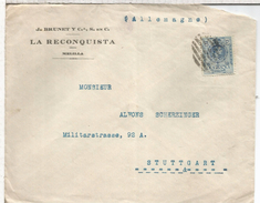 ALFONSO XIII CARTA DE MELILLA A ALEMANIA SELLO MEDALLON CANCELADO CON MAT DE PARRILLA - Covers & Documents