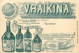 38 - MOIRANS - MAISON PRINCIPALE "VRAIKINA" ALCOOL ET SPIRITUEUX - CARTE COMMERCIALE ANCIENNE (10 X 14 Cm) - Moirans