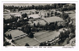 RB 1157 - Aerial Real Photo Postcard - Fitz Park & Hotel Keswick - Railway Station - Cumbria Lake District - Otros & Sin Clasificación