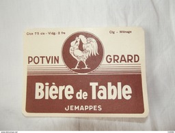 Ancienne étiquette à Bière BIERE DE TABLE  Brasserie POTVIN-GRARD Jemappes . - Other