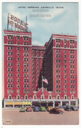 AMARILLO TX Texas, Hotel Herring Building - Old Cars - C1940s Vintage Postcard - Amarillo