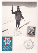 Carte Maximum Jeux Olympiques Grenoble 1968 - Grèce - Dos: Recommandé/Retour à L'envoyeur/non Réclamé - !!!Cachets!!! - Winter 1968: Grenoble