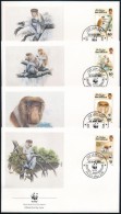 1991 WWF Borneói Nagyorrúmajom 4 FDC-n Mi 430-433 - Altri & Non Classificati