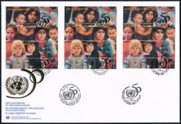 1995 50 éves Az ENSZ Kisívek Mi 190-201 4 Db FDC-n - Other & Unclassified