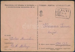 1942 Tábori Posta LevelezÅ‘lap MÁLYI Postaügynökségi Bélyegzéssel - Otros & Sin Clasificación