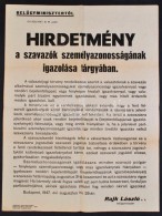 1947 A 'kékcédulás' Választás Plakátja Szép állapotban... - Altri & Non Classificati