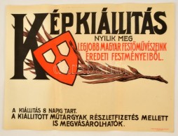 Cca 1920-1930 Nemzeti Szalon Képkiállítás Poszter, Bp., Merkur MÅ±intézet, Kis... - Altri & Non Classificati