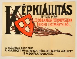 Cca 1920-1930 Nemzeti Szalon Képkiállítás Poszter, Bp., Merkur MÅ±intézet, Kis... - Autres & Non Classés