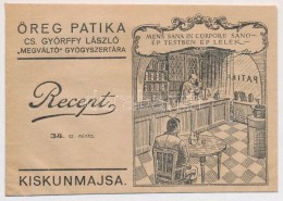 Cca 1930-40 Öreg Patika, Kiskunmajsa,  Receptboríték, Szép állapotban, 9x12cm - Zonder Classificatie