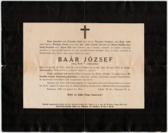 1928 Baár József (1872-1928) DGT Révkapitány Gyászjelentése - Zonder Classificatie