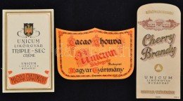 Cca 1940 Unicum LikÅ‘rgyár 3 Db Italcímke: Cherry Brandy, Triple-Sec, Cacao Chouva, 7x10,5 és... - Pubblicitari