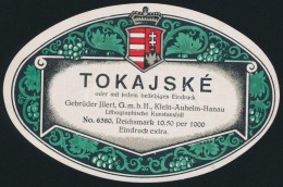 Cca 1920-1930 Tokajské, Tokaji Borcímke, Italcímke-minta, Cseh Nyelven, Magyar... - Pubblicitari