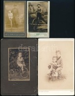 Cca 1880-1910 4 Db Bicikliket ábrázoló, Keményhátú Fotó / Vintage... - Altri & Non Classificati