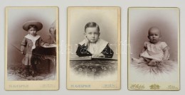 Cca 1900-1910 Gyerekportrék, 3 Db, Bécs, Heinrich Gelpke, 6x10 Cm./
Cca 1900-1910 Children Portraits,... - Autres & Non Classés