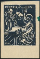 RR Jelzéssel: Ex Libris Dr. Lustig. Fametszet, Papír, Jelzett, 8x6,5 Cm - Altri & Non Classificati