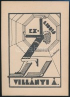 Dinnyés Ferenc (1886-1958): Art Deco Ex Libris, Villányi Á. Fametszet, Papír, Jelzett A... - Altri & Non Classificati