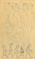 Cca 1910 TT Jelzéssel: Az Ifjak álma. Tus, Papír, üvegezett Keretben, 17×11 Cm - Andere & Zonder Classificatie