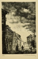 Tihanyi János Lajos (1892-1957): Utca Részlet. Rézkarc, Papír, Jelzett, 21,5×14,5... - Altri & Non Classificati