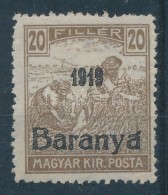 * Baranya 1919 Arató 20f Antikva Számokkal, Bodor Vizsgálójellel (80.000) - Altri & Non Classificati