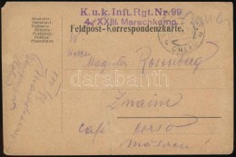 1916 Tábori Posta LevelezÅ‘lap Kézzel Rajzolt Képpel 'K.u.k.Inft. Nr.99 4./XXIII. Marschkomp.'... - Andere & Zonder Classificatie