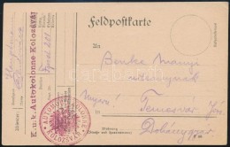 1915 Tábori Posta LevelezÅ‘lap 'K.u.k. Autokolonne Kolozsvár' - Autres & Non Classés