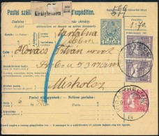 1917 Postai Szállítólevél 1,70K 'KIRÁLYHELMEC' - Miskolc - Other & Unclassified