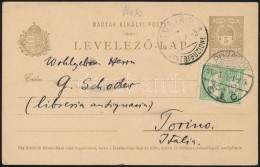 1910 5f Díjjegyes 5f Díjkiegészítéssel 'POZSONY' - Torino - Other & Unclassified