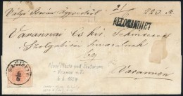 1857 3kr + A Hátoldalon Eltépett 6kr Ajánlott Levélen 'S.A.ÚJHELY' - 'VARANNO' - Other & Unclassified