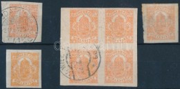 * O 1900-1913 7 Db Hírlapbélyeg, Közte 1 Négyestömb - Other & Unclassified