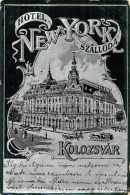 T3 Kolozsvár, Cluj; New York Szálloda / Hotel, Silver Metallic Postcard, Art Nouveau (EB) - Non Classificati