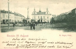 T2 1899 Máramarossziget, Sighetu Marmatiei; FÅ‘ Tér, Szobor / Main Square, Statue - Sin Clasificación