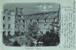 T2 1899 Pozsony, Pressburg, Bratislava; Várrom, Este / Schlossruine / Castle Ruins, Night - Non Classificati
