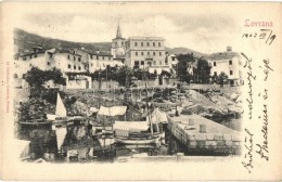 T2 Lovran, Laurana; Port View With Ships, Hotel And Restaurant Miramar - Non Classés