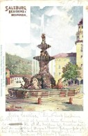 T2/T3 1899 Salzburg, Residenz Brunnen / Fountain. Salzburger Künstler-Postkarte Nr. 4. S: Mell (EK) - Sin Clasificación