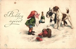 2 Db Régi Törpés üdvözlÅ‘lap, Az Egyik Litho / 2 Pre-1945 Dwarf Motive Greeting Cards,... - Ohne Zuordnung