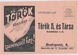 ~1940. 'Török A. és Társa Bankház R.T.' Kitöltetlen LevelezÅ‘lapos... - Unclassified