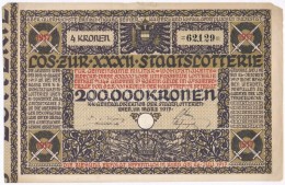 Ausztria / Bécs 1917. 'XXXII. Staatslotterie' Lottó Sorsjegy 4K értékben,... - Zonder Classificatie