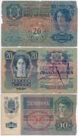 1913. 20K (2x) + 1916. 1K + 1917. 2K Szerb Felülbélyegzésekkel + 1915. 10K Román... - Zonder Classificatie